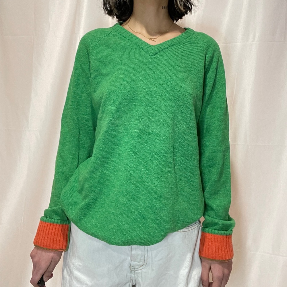 Mens green and orange sweater